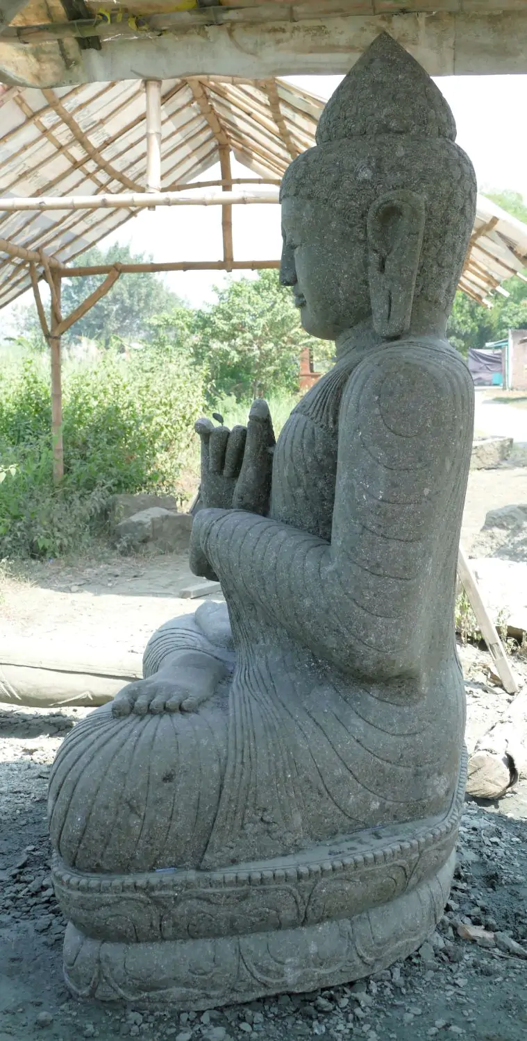  Product image 7 of the product “Seated Buddha Dharmachakra, 206 cm Height, Basanite, Natural Green ”